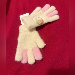 Charming Bunny Cream and Pink Kids Mittens
